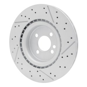 Mini Cooper Brake Rotor (1) - Front - R1 Concepts - GeoSPEC Coated + Drilled & Slotted - `09-`14